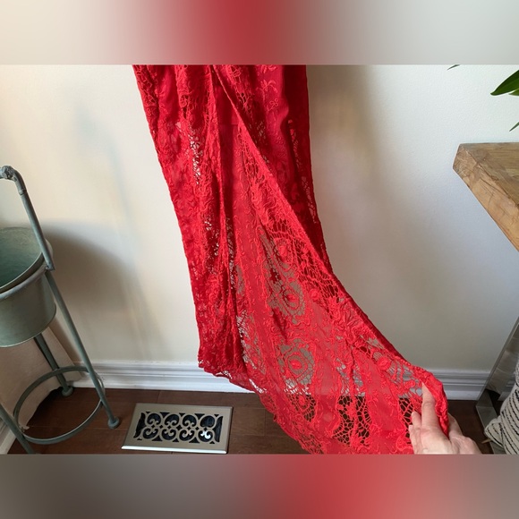 For Love & Lemon red crochet embroidery maxi dress - Picture 10 of 15